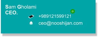 Sam Gholami CEO.      +989121599121  ceo@nooshijan.com